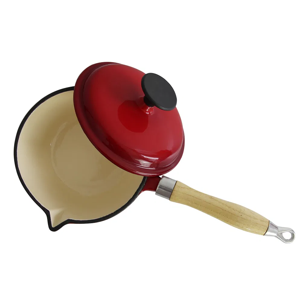 Cast Iron Sauce Pan with Wooden Handle