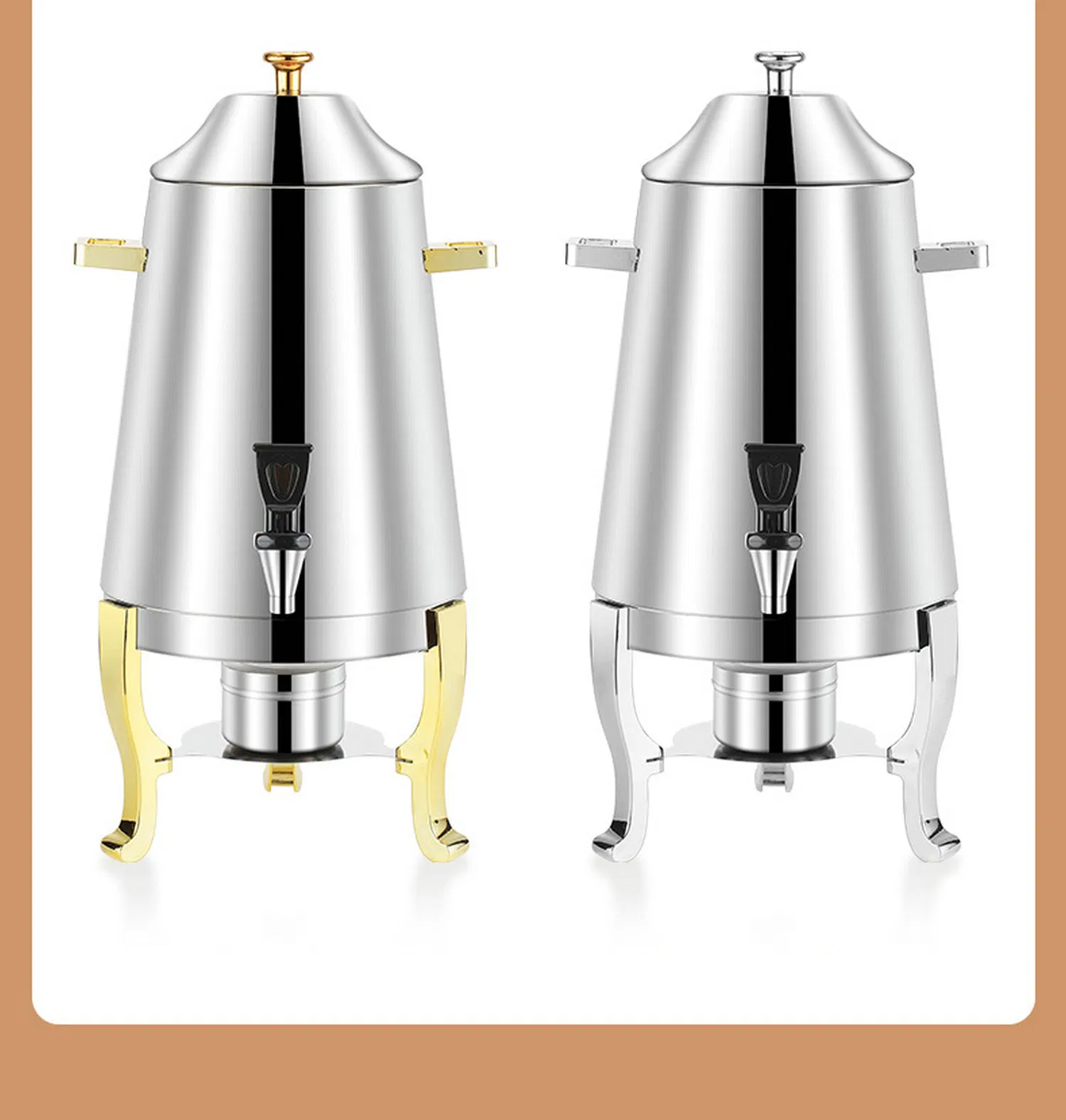 China Stainless Steel Body Golden Color Stainless Steel Milk Juice Dispenser 13L Coffee Dispenser