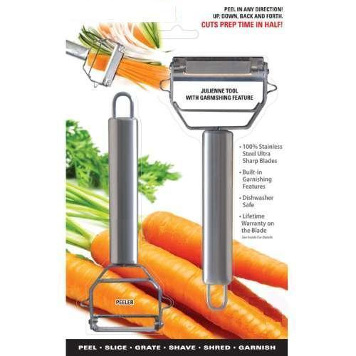 Popular Titan Vegetable Peeler Tvp1219, Stainless Steel Ultra Sharp Blades, Peels Any Direction, Julienne & Garnishing Tool, Dishwasher Safe