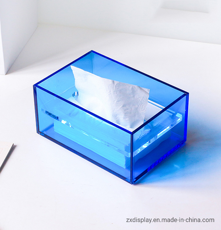 New Design Fashion Colored Acrylic Thick Plastic Tissue Box with Cover