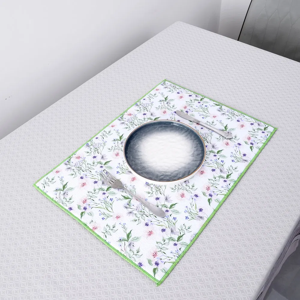 Reversible Absorbent Microfiber Fastest-Drying Dish Mat 15''*20'' for Kitchen