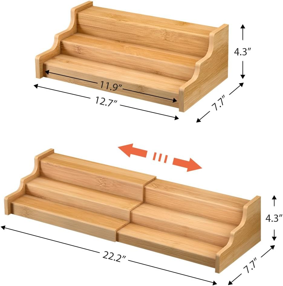 Expandable Display Shelf Spice Rack Kitchen Cabinet Organizer