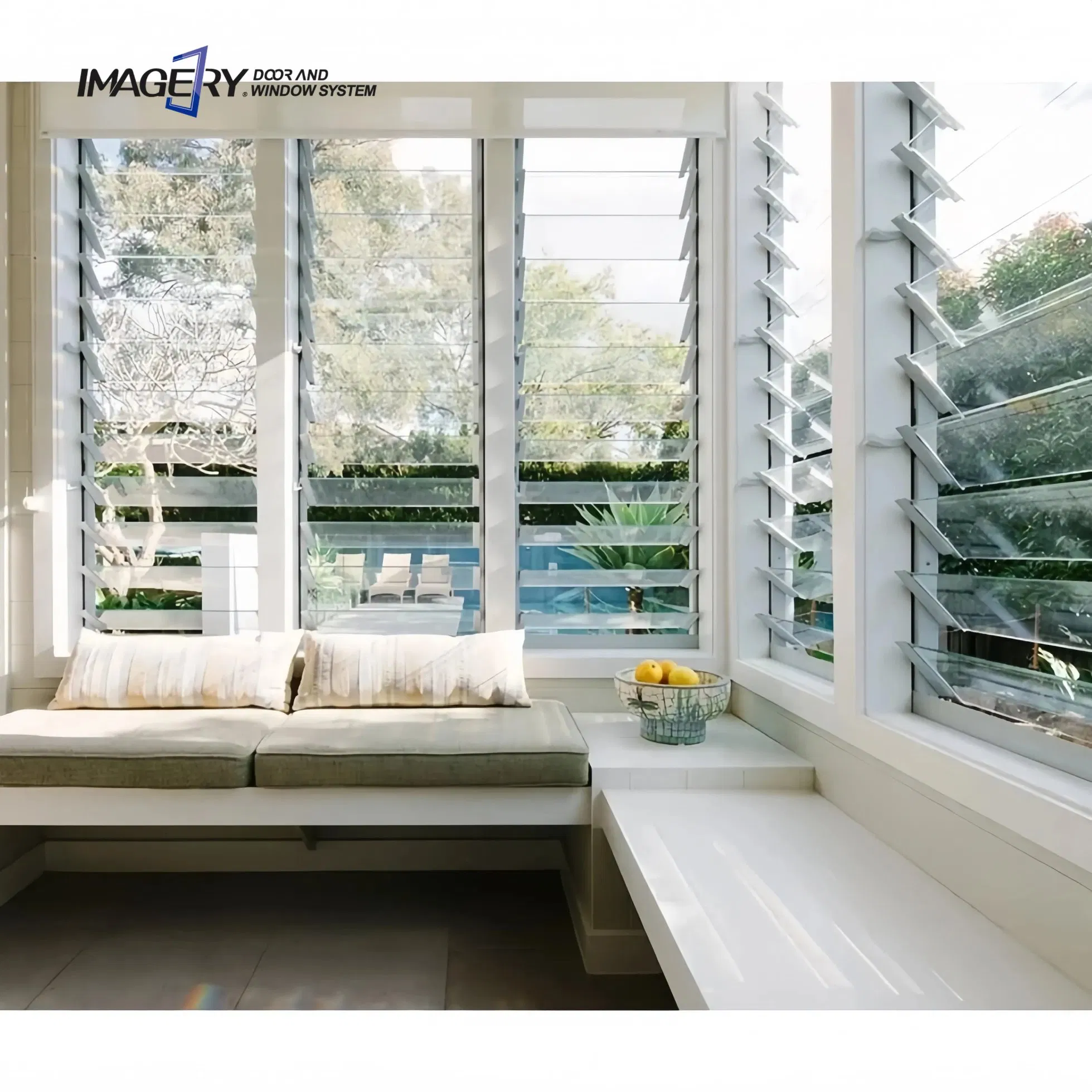 Fashion Adjustable Temperred Shutter Price Aluminum Morden Jalousie Vertical Louver Glass Window