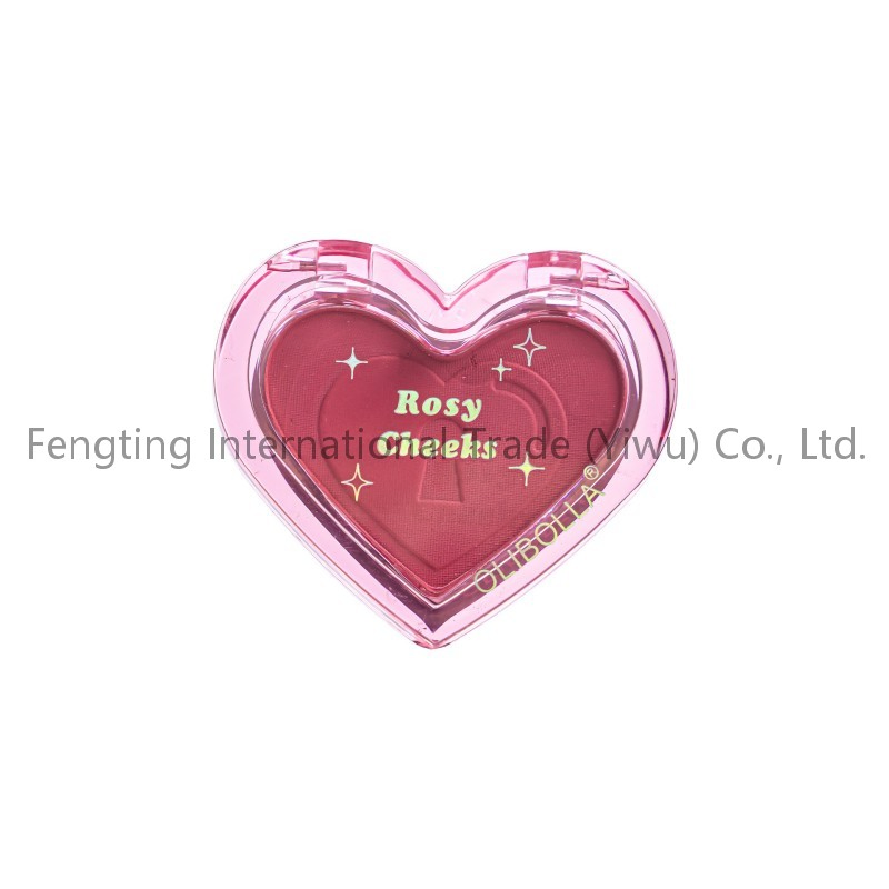 Wholesale Natural Looking Glow Heart Shape Packaging Powder Blush Face Cheek Makeup Pigment Blush Palette