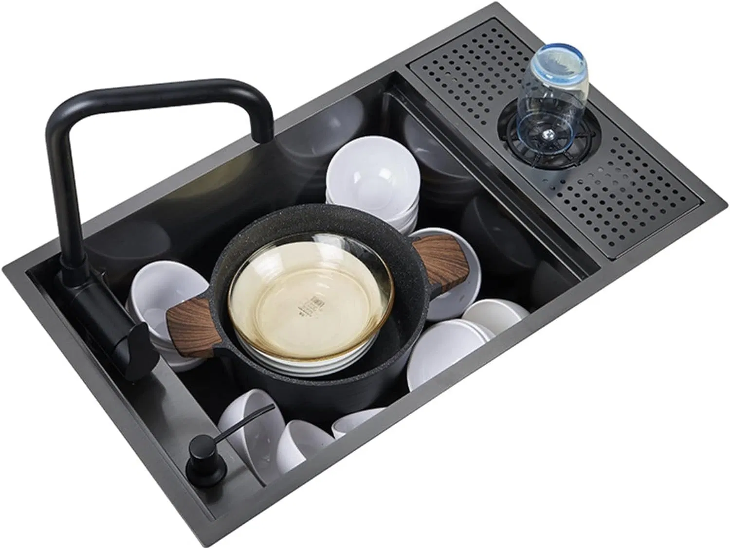 Nano Black 23 Inch Hidden Kitchen/Bar/Cafe/RV/Balcony 304 Stainless Steel Sink