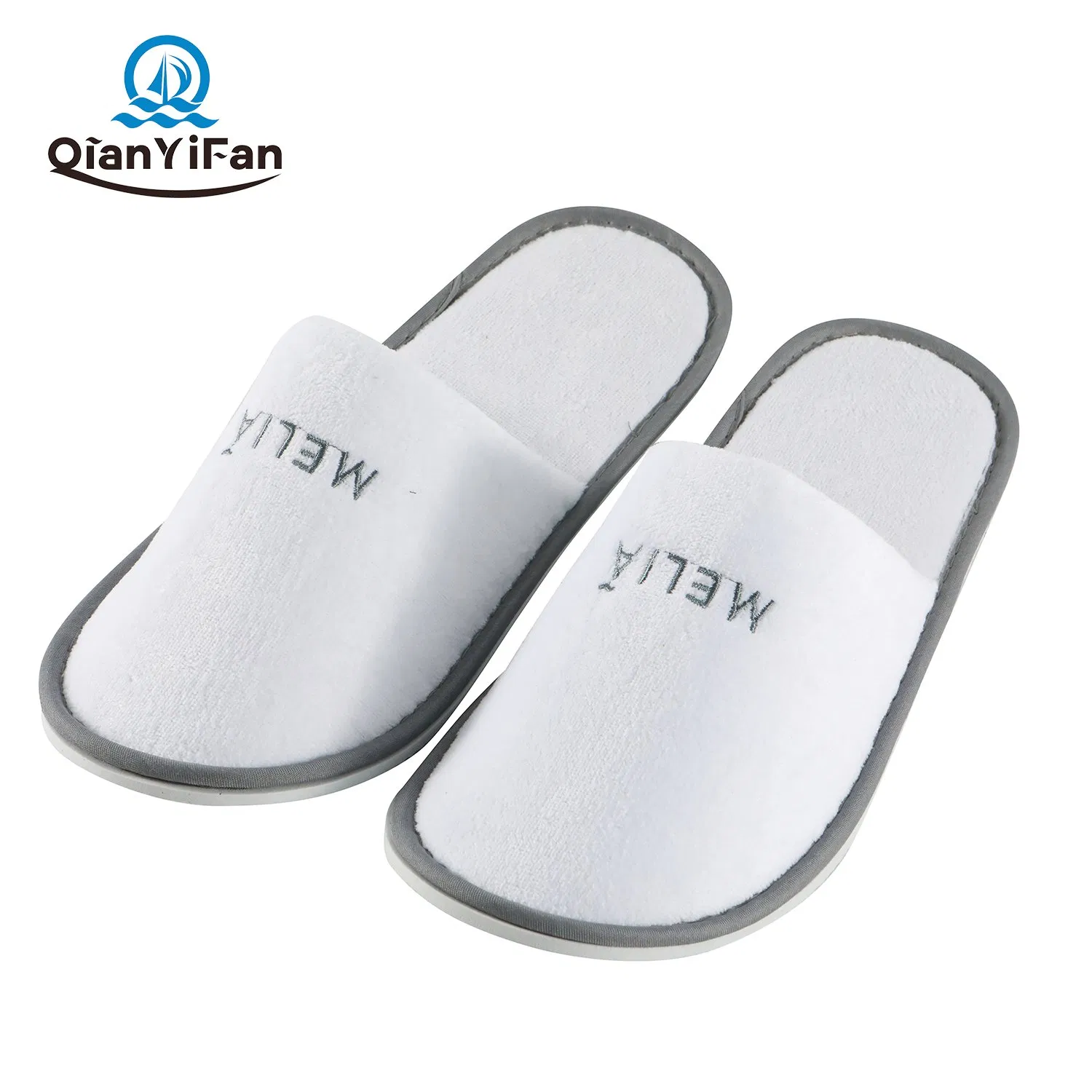 Custom Personalized Cheap Washable Disposable White Imitation Cotton Slippers for Hotel, SPA