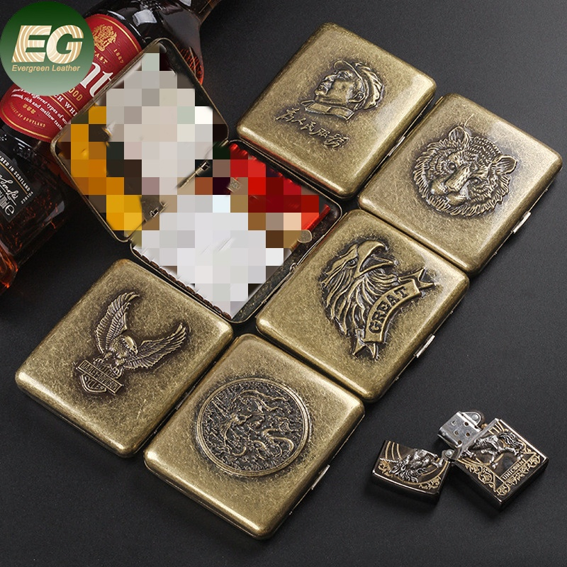 Ea451 Men for Metal Tobacco Case Men Hold 20 Medium Stainless Steel Holder Mini Storage Luxury Vintage Cases