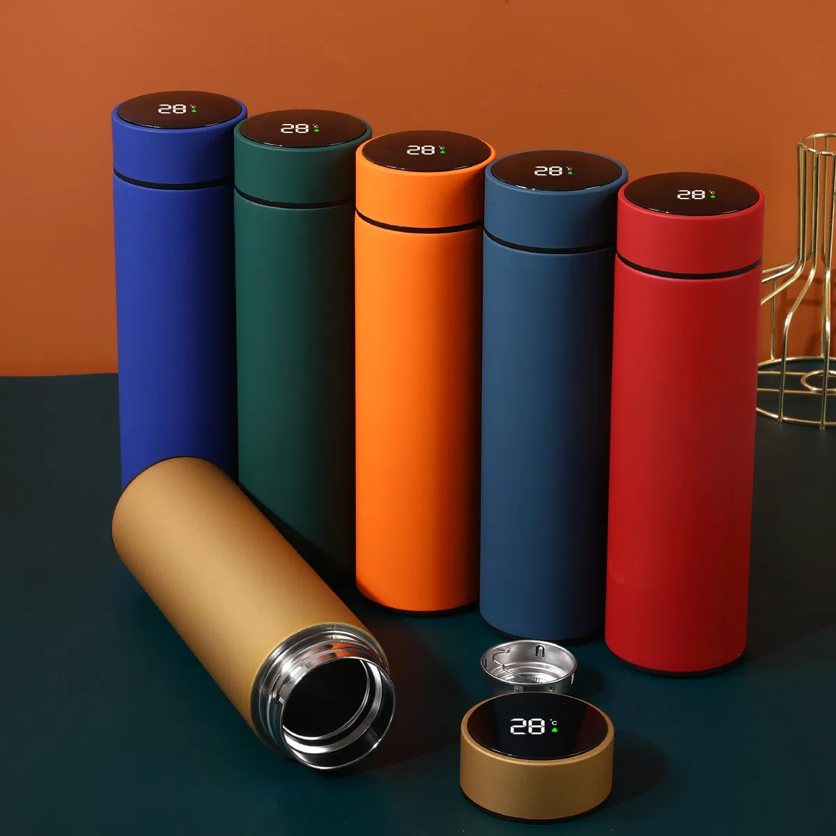 500ml Rubber Matte Finish Vacuum Flask LED Digital Temperature Display Stainless Steel Insulated Smart Water Bottle Thermo