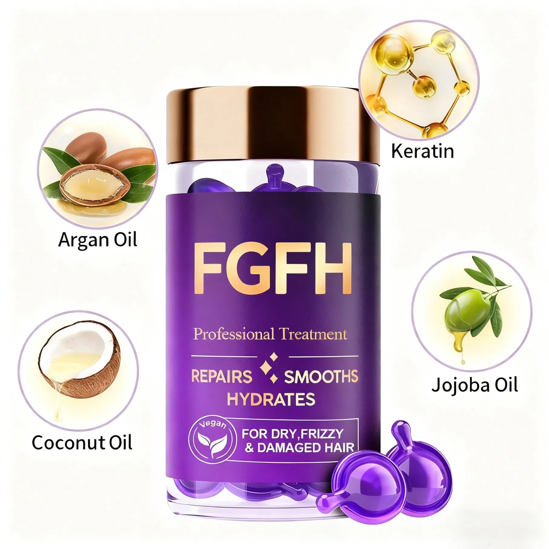 New Arrival Nourishing Smooth Leave-in Essential Oil Capsule Keratin Treatment Hair Growth Capsules Hair Regrowth Vitamins