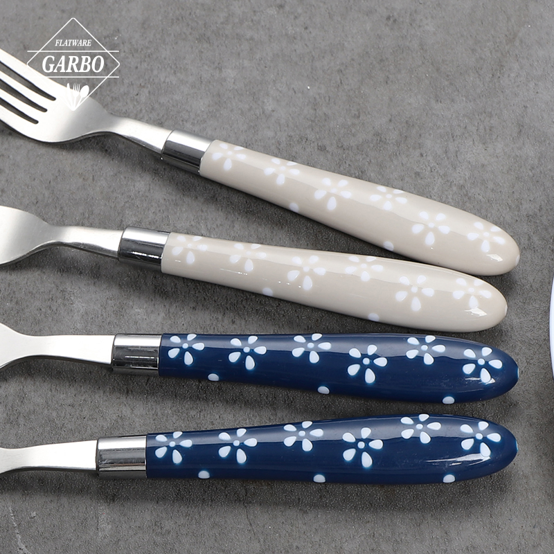 Sharp Blade Durable Ss 13/0 Dinner Knife Mirror Stainless Steel Knife with Printing Flower PP Plastic Handle
