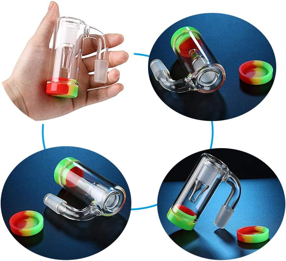 Can Be Reused 14mm Male Glass Ash Catcher Collector with Silicone Container Smoking Accessories