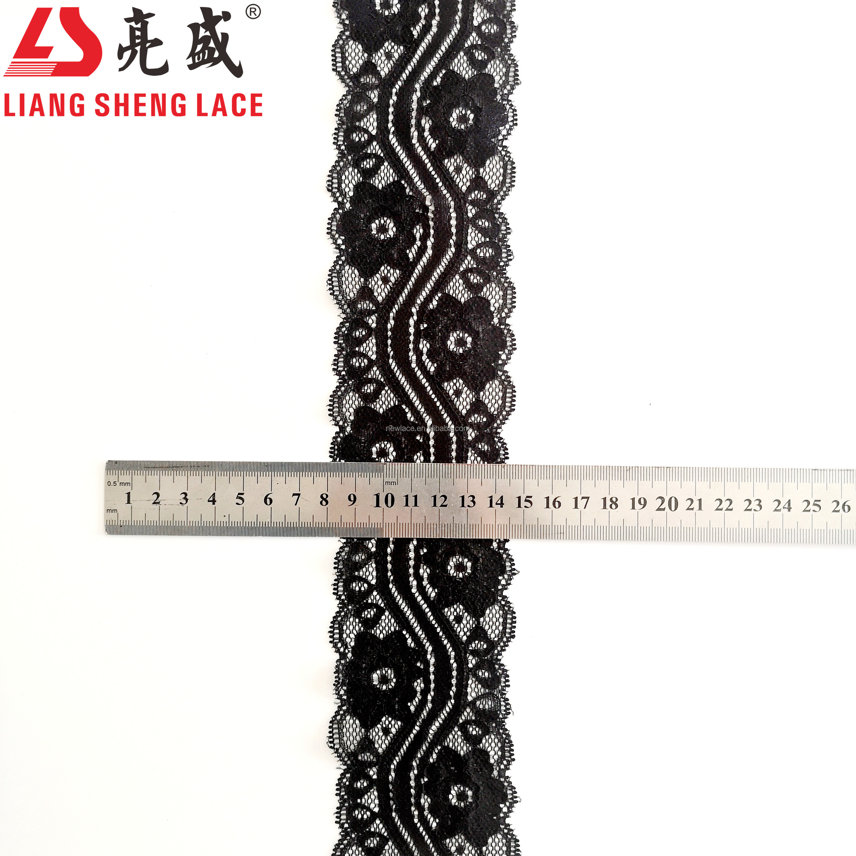 Кружево эластичное узкое с цветами 6.8 см