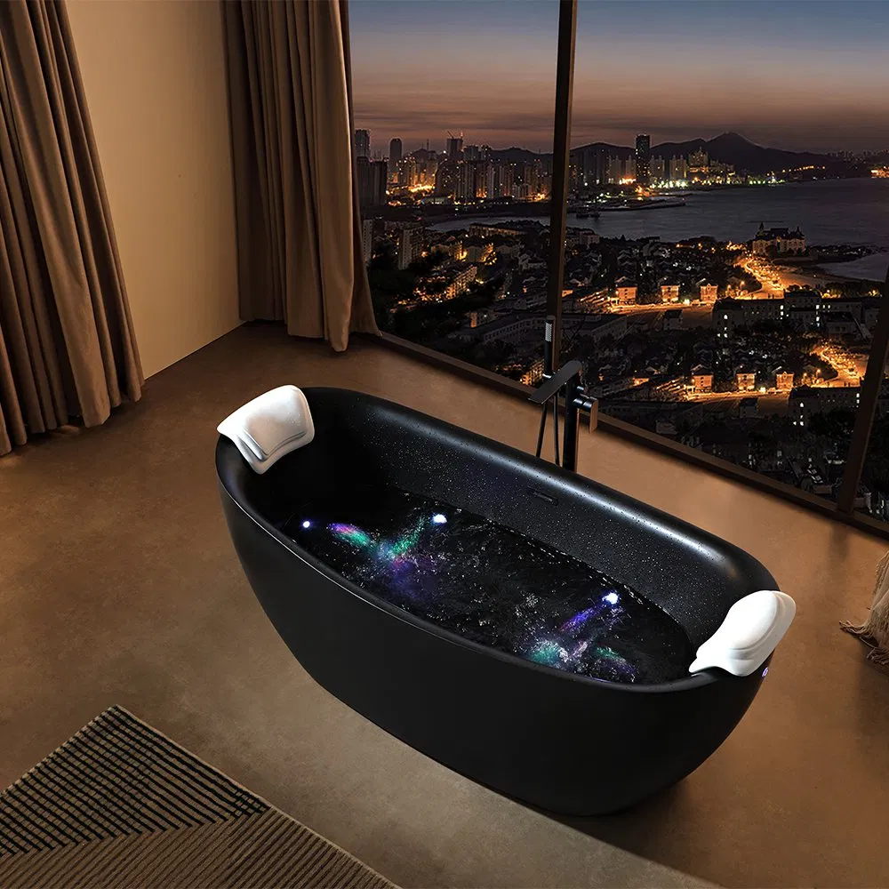 Акриловая отдельностоящая ванна черная овальная