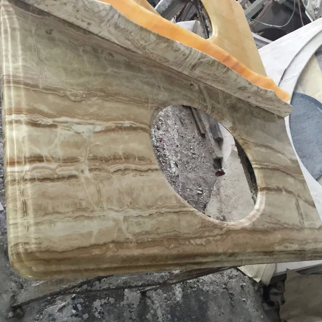 Custom Made Wooden Pattern Onyx Kitchen Countertops and Vanity Tops for Projects