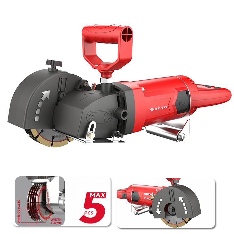 CE Electric Tool Construction Groove Cutting Machine 2400W Circular Saw Concrete Wall Cutter with Soft Start 5 Blades Wall Chaser High Power
