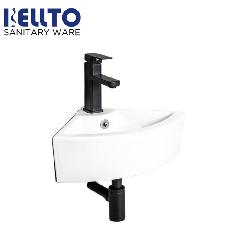 Угловая керамическая раковина для ванной