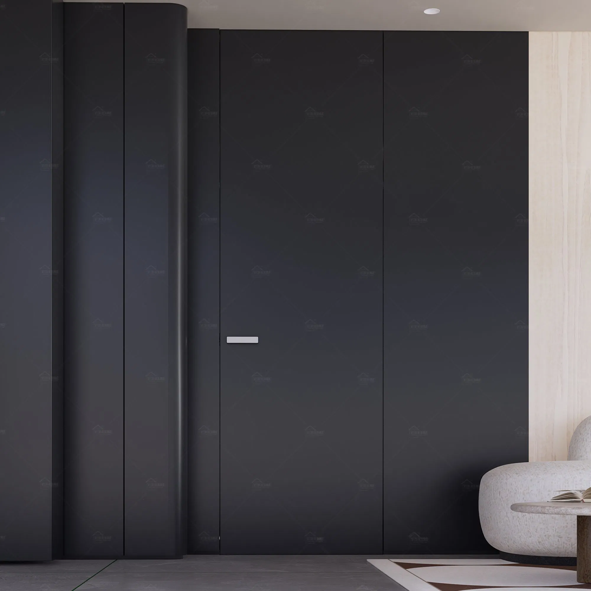 Foshan Yohome Minimalist Fluted Panel Concealed ISO CE Certified Frameless Swing Door for House Villa