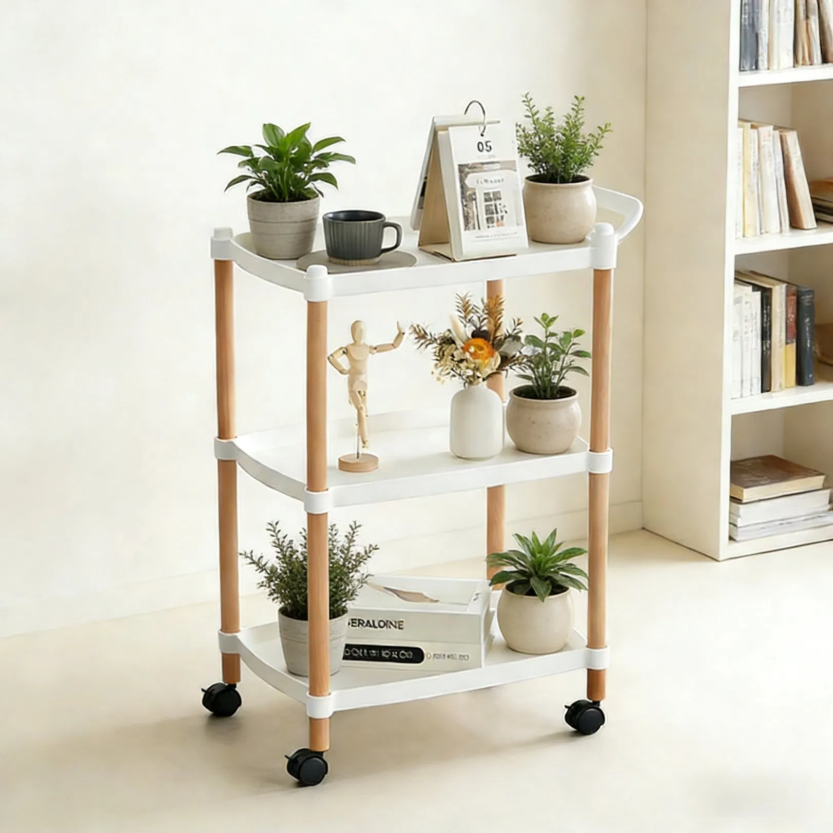 Hot Sale Household Colorful OEM Display Shelf Trolley Rack Rolling Utility Cart Storage