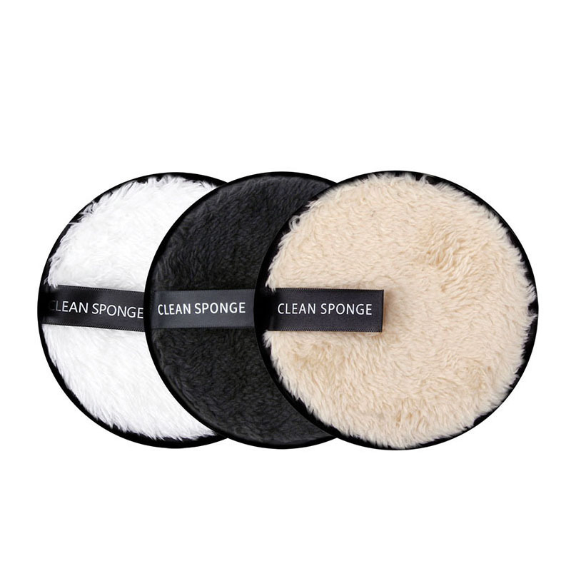 Label Strap Makeup Puff Round Microfiber Velvet Makeup Puff