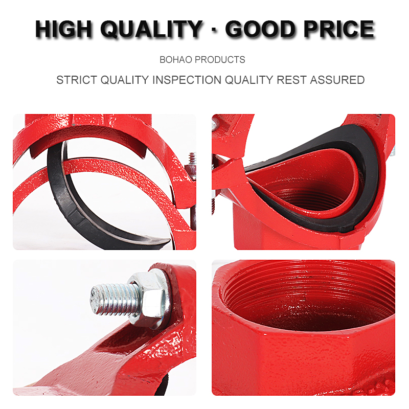 Ductile Iron Threaded 5'' Grooved Cross for Fire Protection, Customized, Quick Delivery