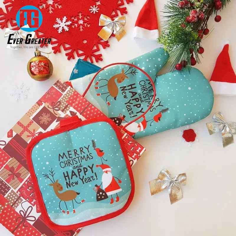 Custom Heat Resistant Print Oven Mitts Premium Cotton Oven Mitts for Christmas Gifts Personalized Cooking Accessories