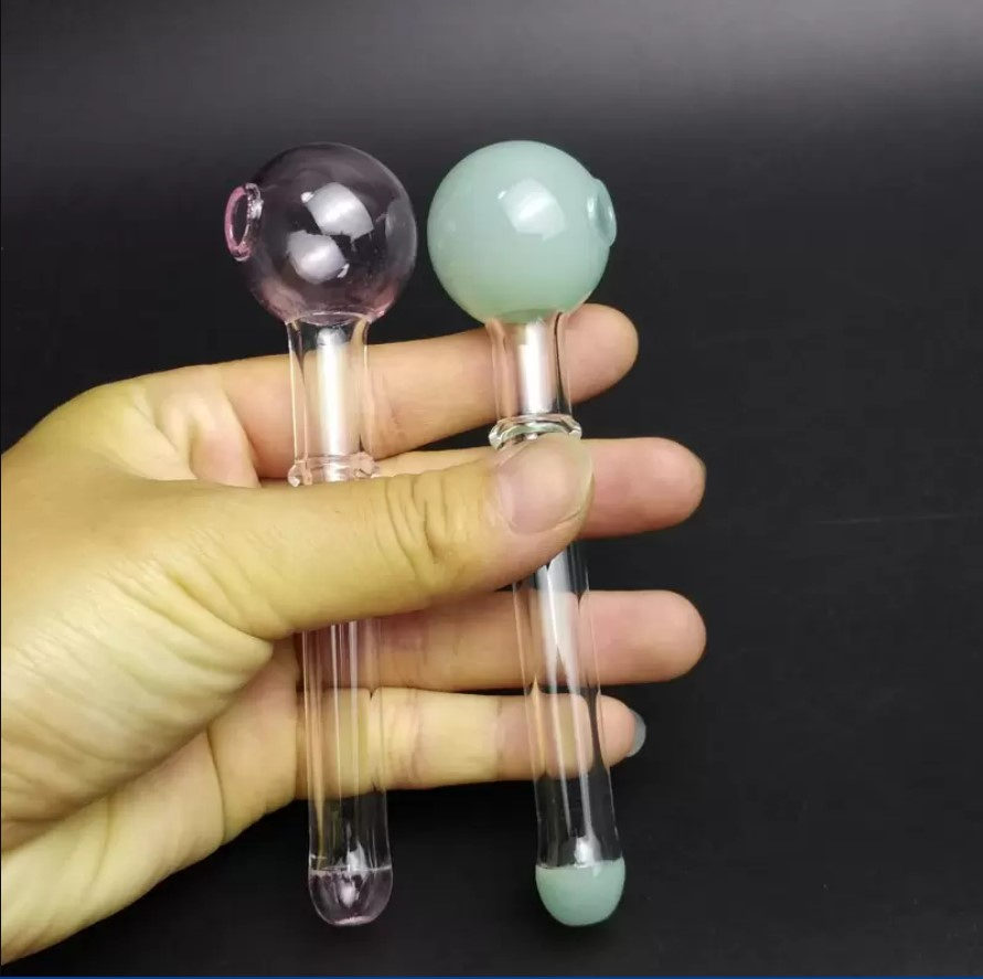 Colorful Great Pyrex 12cm Stright Type Round Ball Glass Smoking Pipes Oil Burner Pipe Glass Water Pipes