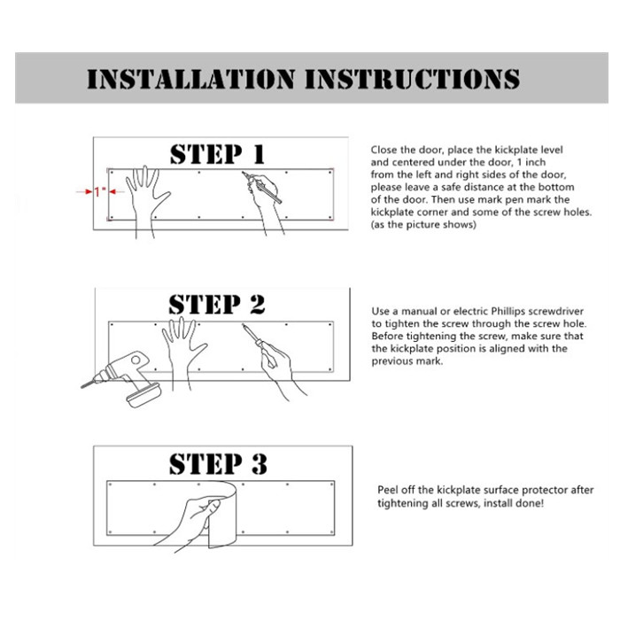 Stainless Steel Kick Plate for Exterior Doors Suitable Anti Scratch Door Protection