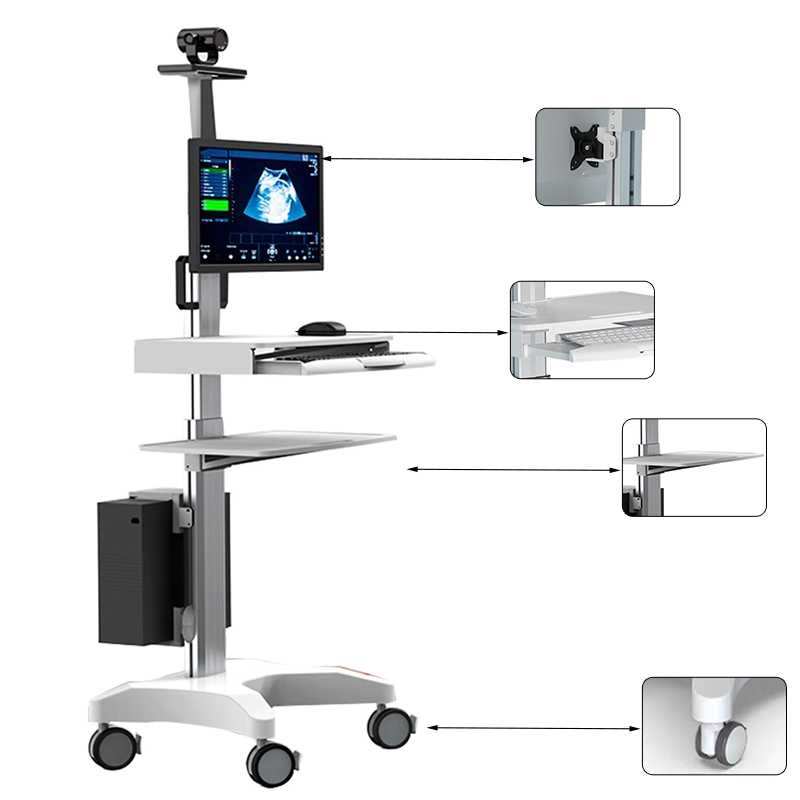 Versatile H1 Medical Round Cart with Monitor Mount and Wheels