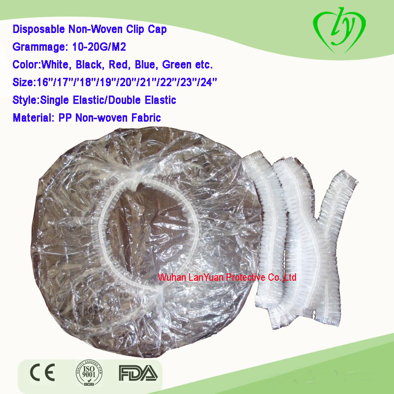 Custom Waterproof Elastic Clear Bath Disposable Plastic PE Shower Hood Clip Cap for Salon Hotel Travel