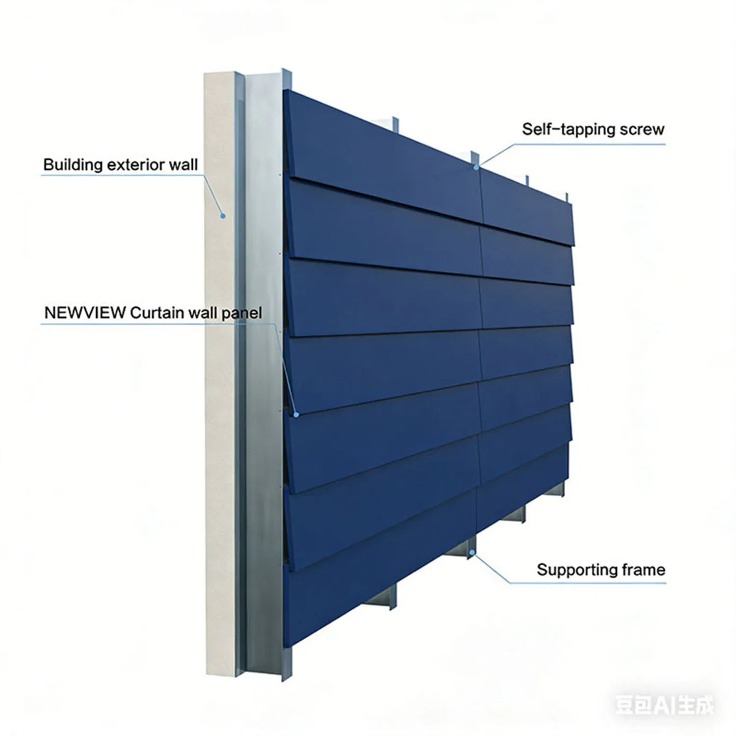 Advanced Tech Heat Insulated Overlapping Screw-Fix Curtain Wall