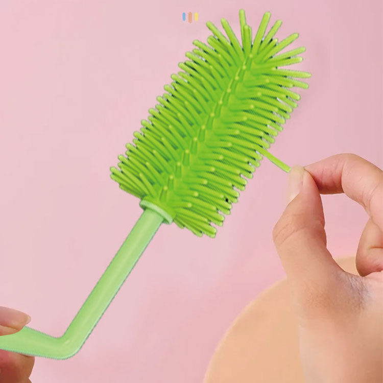 Colorful Eco-Friendly Baby Bottle Brush with Strong Cleaning Force Pattern-Rotating Handle