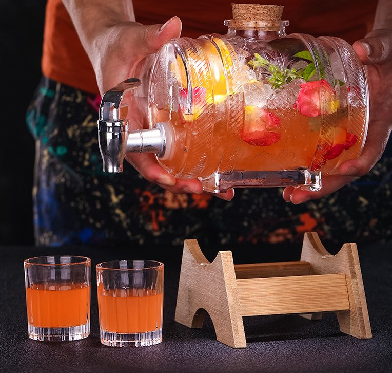 1gallon 2gallon 1000ml 2000ml Whiskey Decanter Glass Drinks Dispenser with Tap Drink Jar for Cold