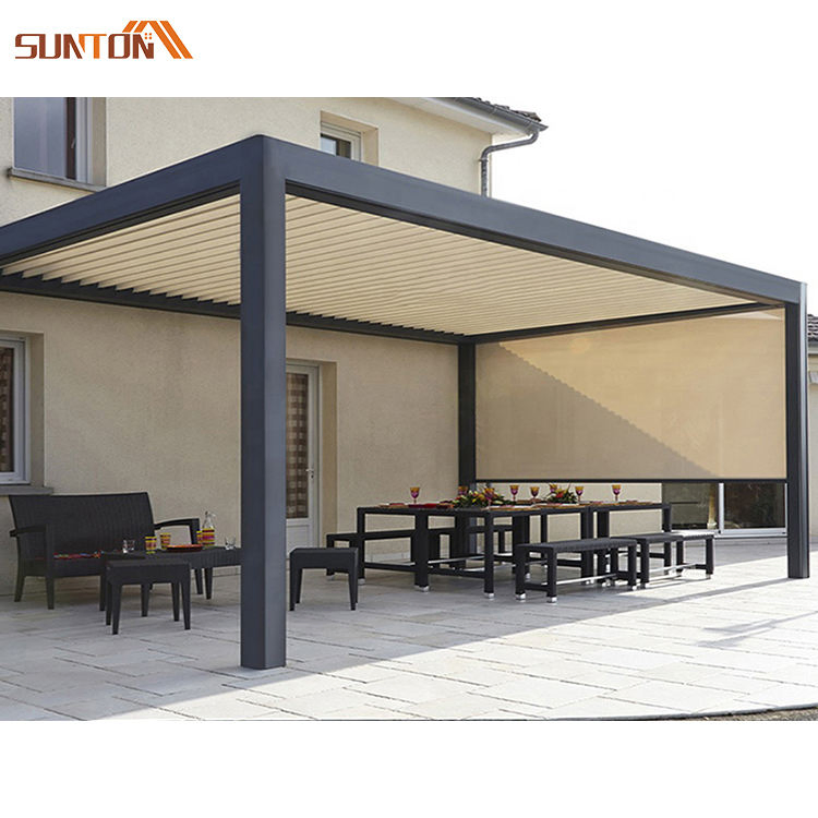 Easy Assemble Outdoor Motorized Rotating Louvered Aluminum Retractable Pergola Roof Awning