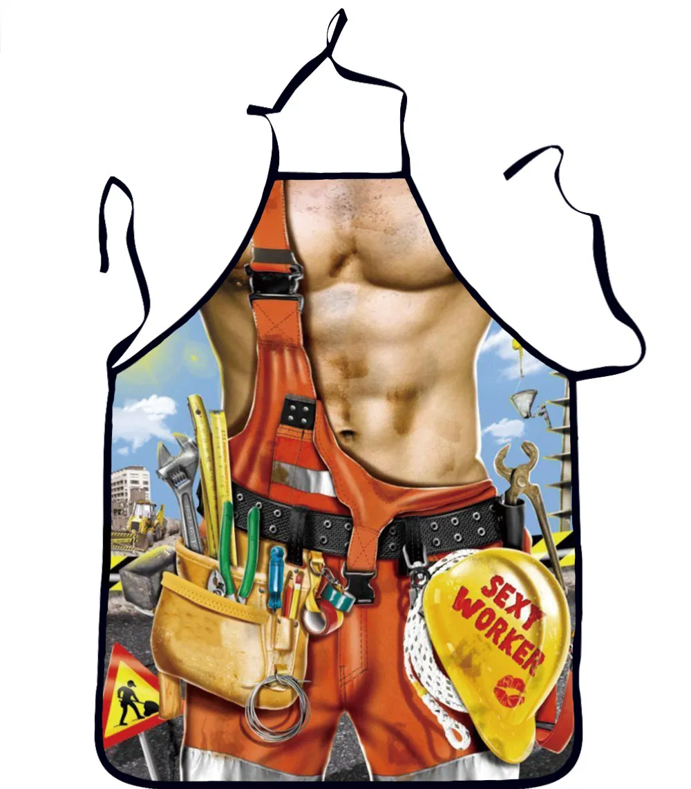 Custom Wholesale Promotion Polyester Cotton Individuality Funny Bar Waiter Apron with Printing