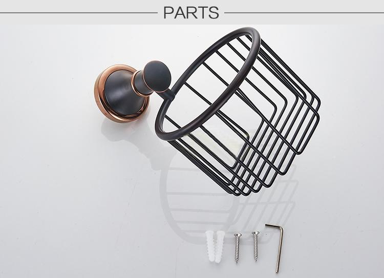 Royal Bathroom Wall Mounted Brass Antique Black Toilet Paper Towel Holder with Basket