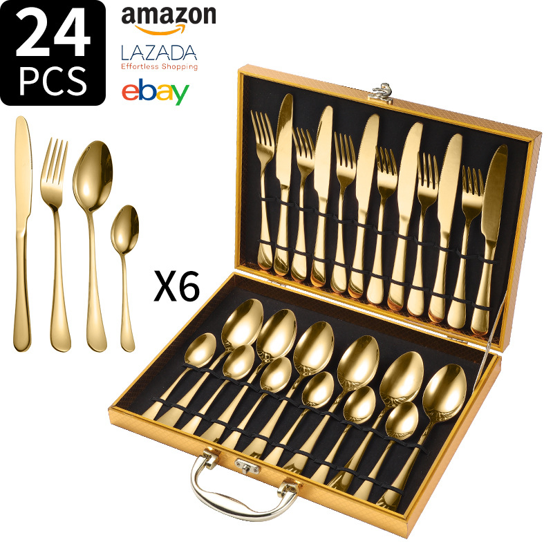 24-Piece Stainless Steel Cutlery Set, Knife, Fork and Spoon