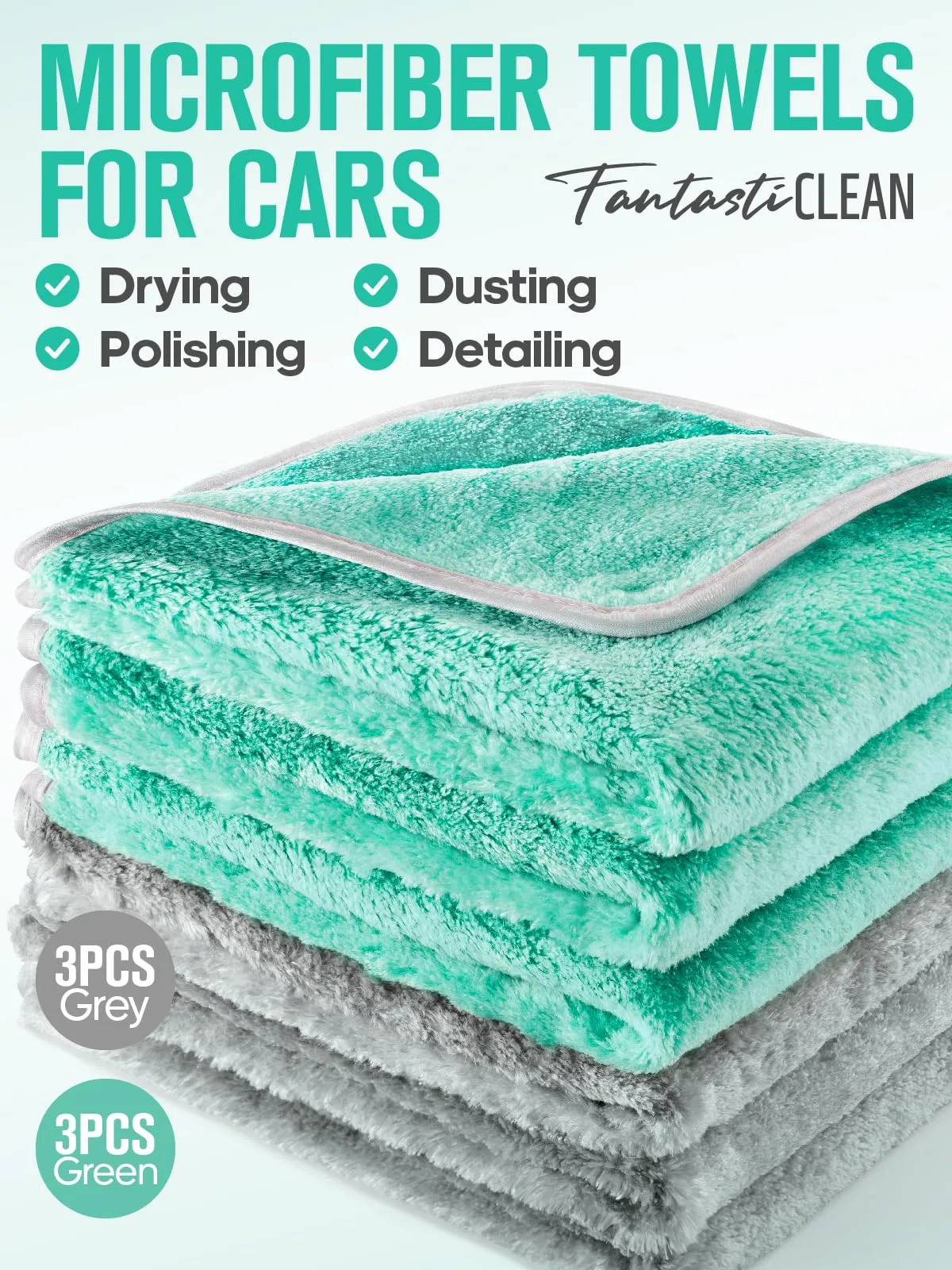 Premium 6pack 700GSM Car Quick Dry Towel Microfiber Cleaning Cloth with Twisted Loop & Coral Fleece