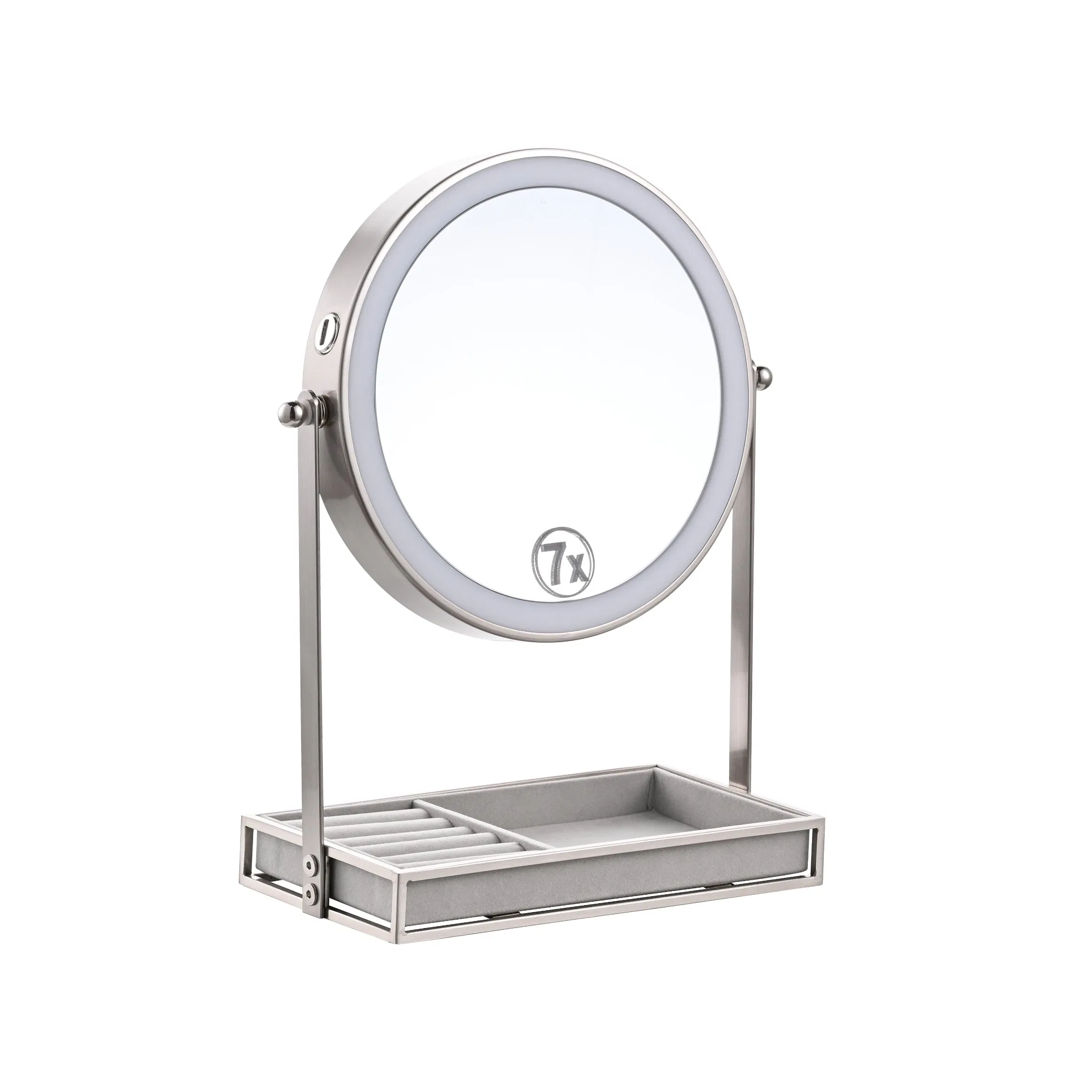 Wholesale 7 Inch Cosmetic 5X LED Magnifying Makeup Table Mirror with Tray