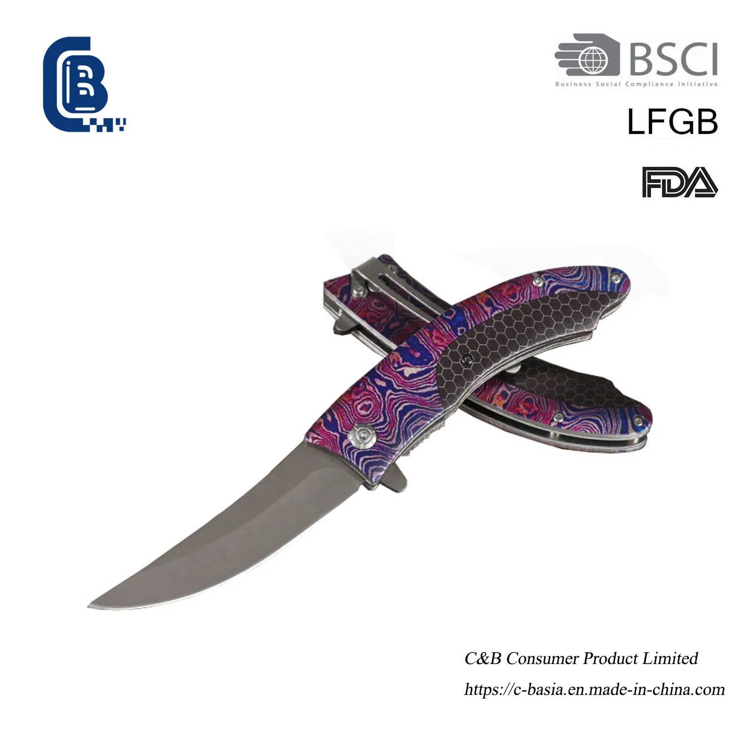 5" Portable Outdoor Camping Survival Pocket Cutting Knife with Wood Handle