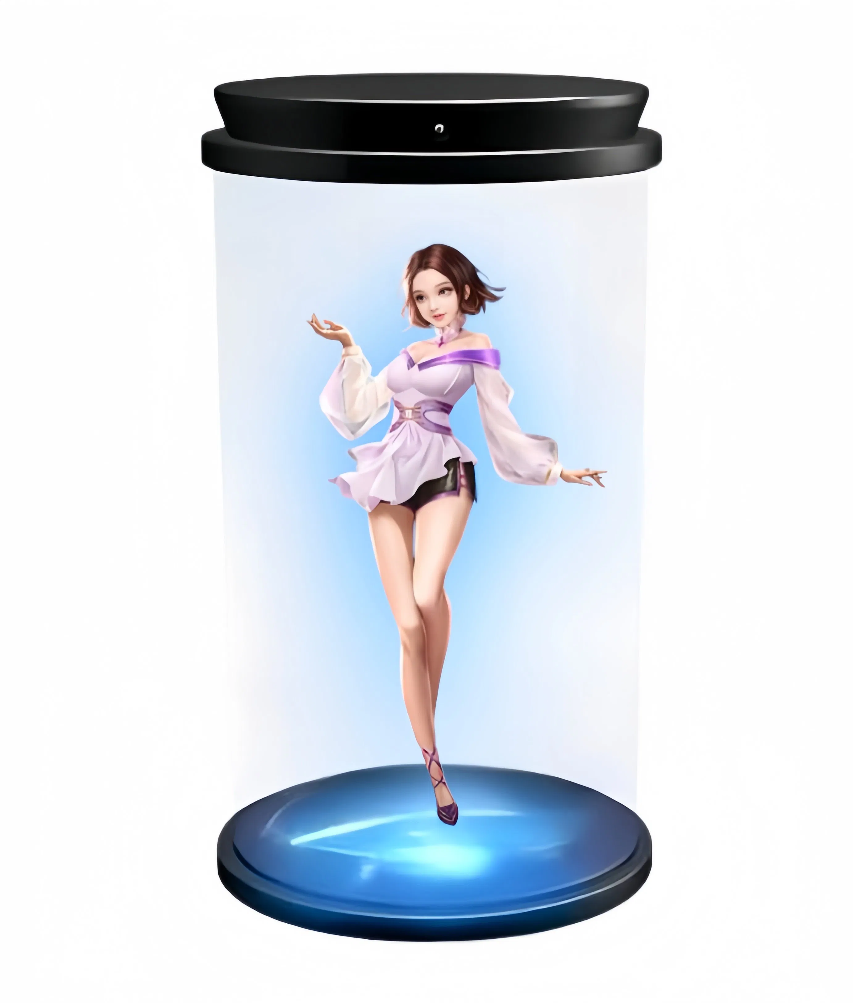 Kinomo 21.5 Inches 3D Hologram Cylinder Transparent Screen Interactive Holograms Holotube Hologram Splicing Cylindrical
