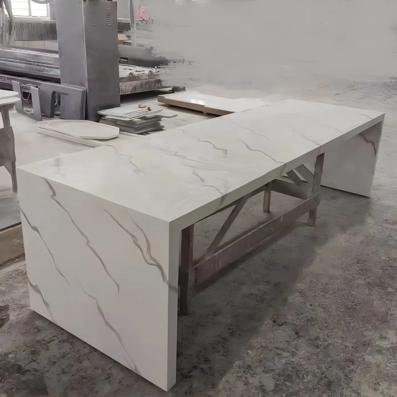 Modern Kitchen Countertop and Island with Durable Artificial Stone Finish