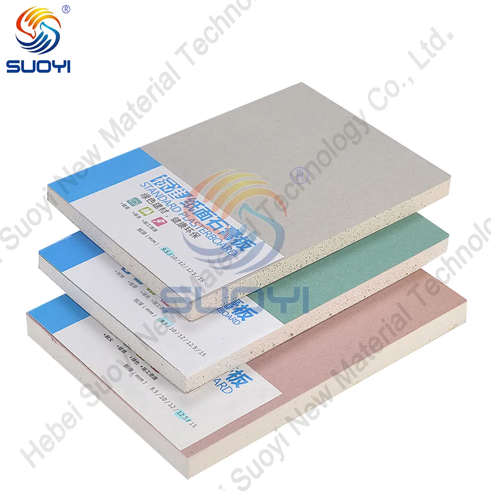 Suoyi 12mm Partition Drywall Building Material Cheap Prices Gypsum Board Plaster Board