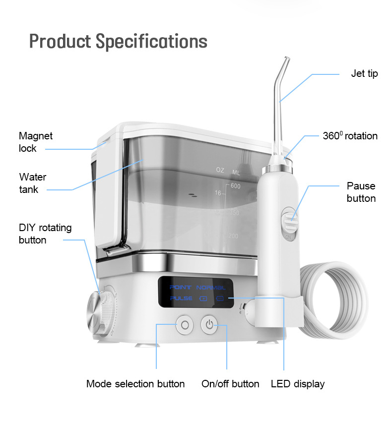 Family Braces Teeth Cleaning 600ml Teeth Oral Irrigator Dental Water Flosser