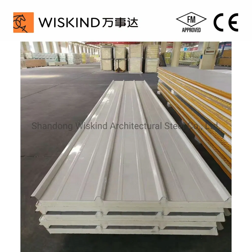 Light Weight Prefab Fire-Proof Rock Wool/EPS/PU Sandwich Wall Roof Panel for External Wall
