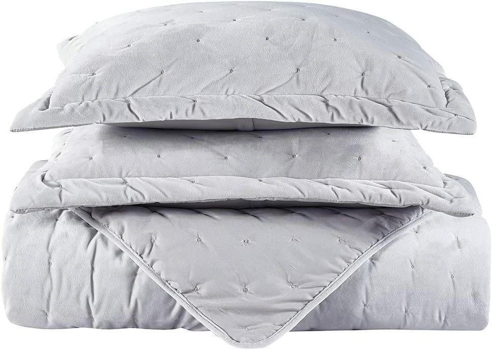 100% Velvet Quilt White Coverlet 2PC Set Oversized Luxury Quilt Twin