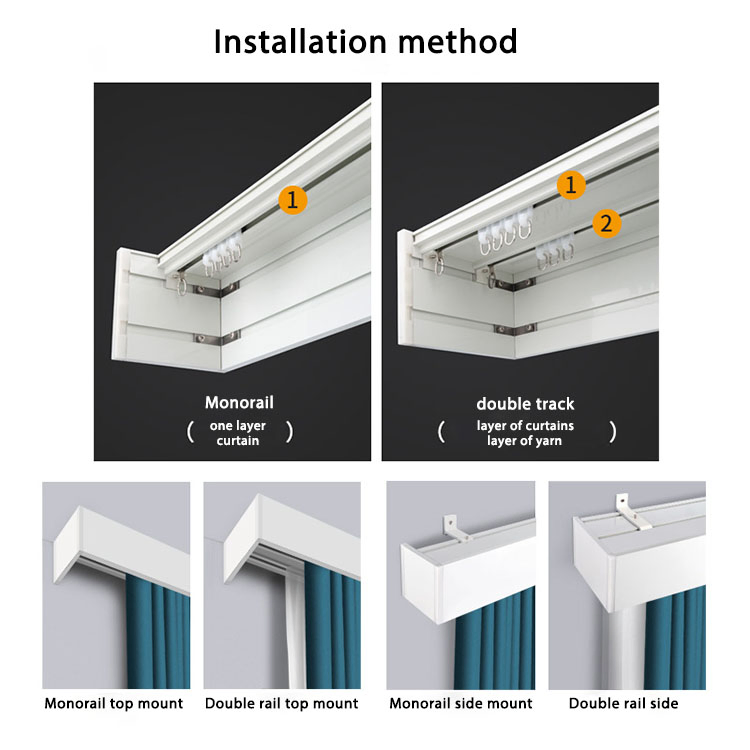 Wall Mount Aluminium Double Curtain Rails Curtain Box
