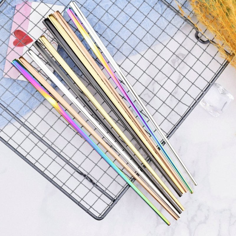 Reusable Durable Square Stainless Steel Brass Printed Wedding Chopsticks