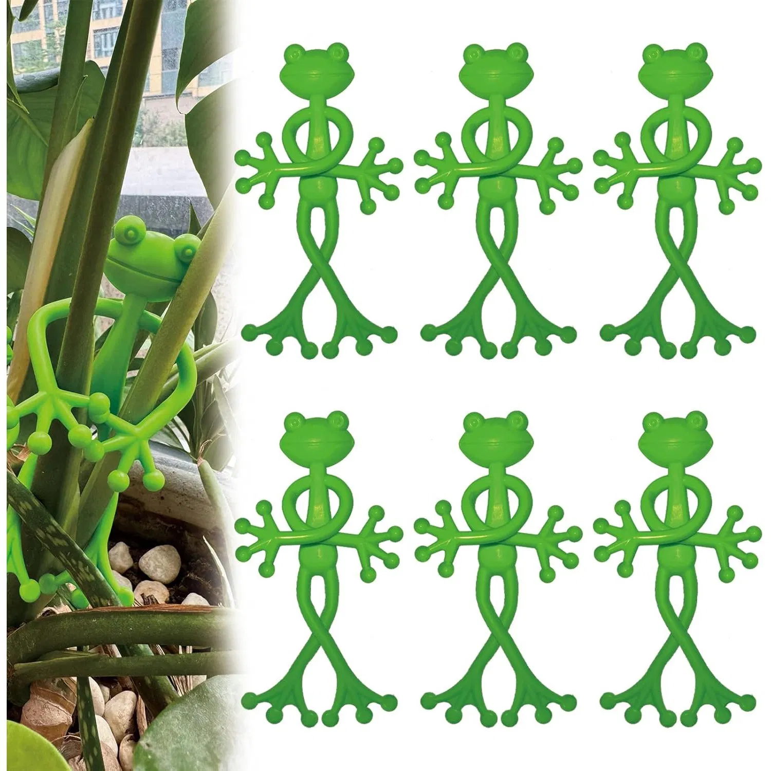 4 PCS Multipurpose Green Frog Plant Holder for Potted Plants