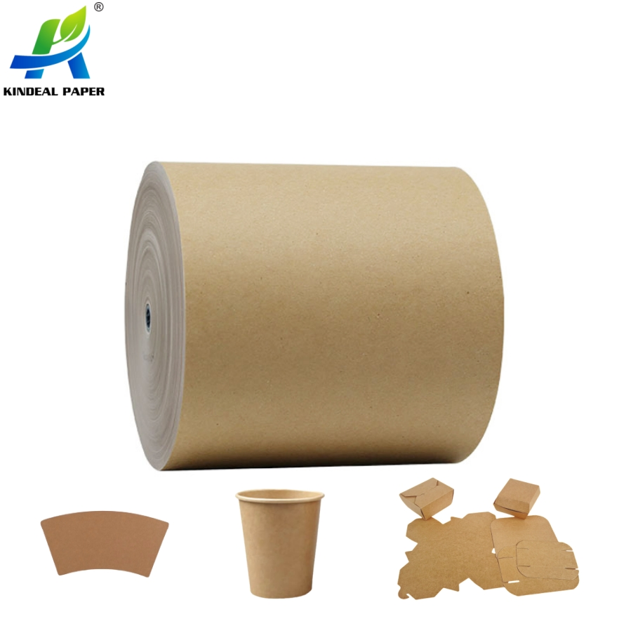 Eco Friendly Cardboard Coffee Fan Kraft Paper Material Bottom PE Coated Paper Cup Rolls