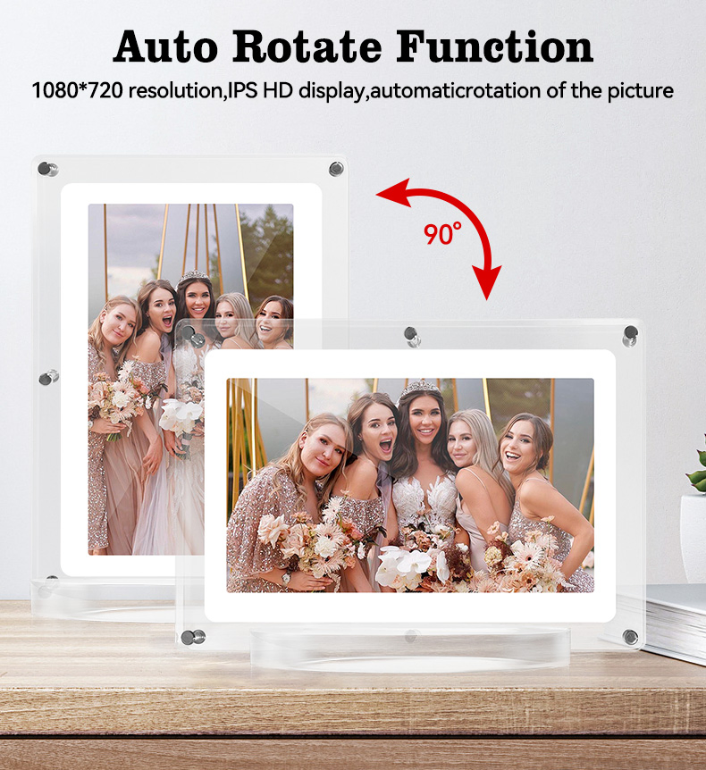 Allwin New Product 5 Inch Decorations Colorful Nft Transparent Electronic Album Digital Acrylic Player Motion Video Photo Frame